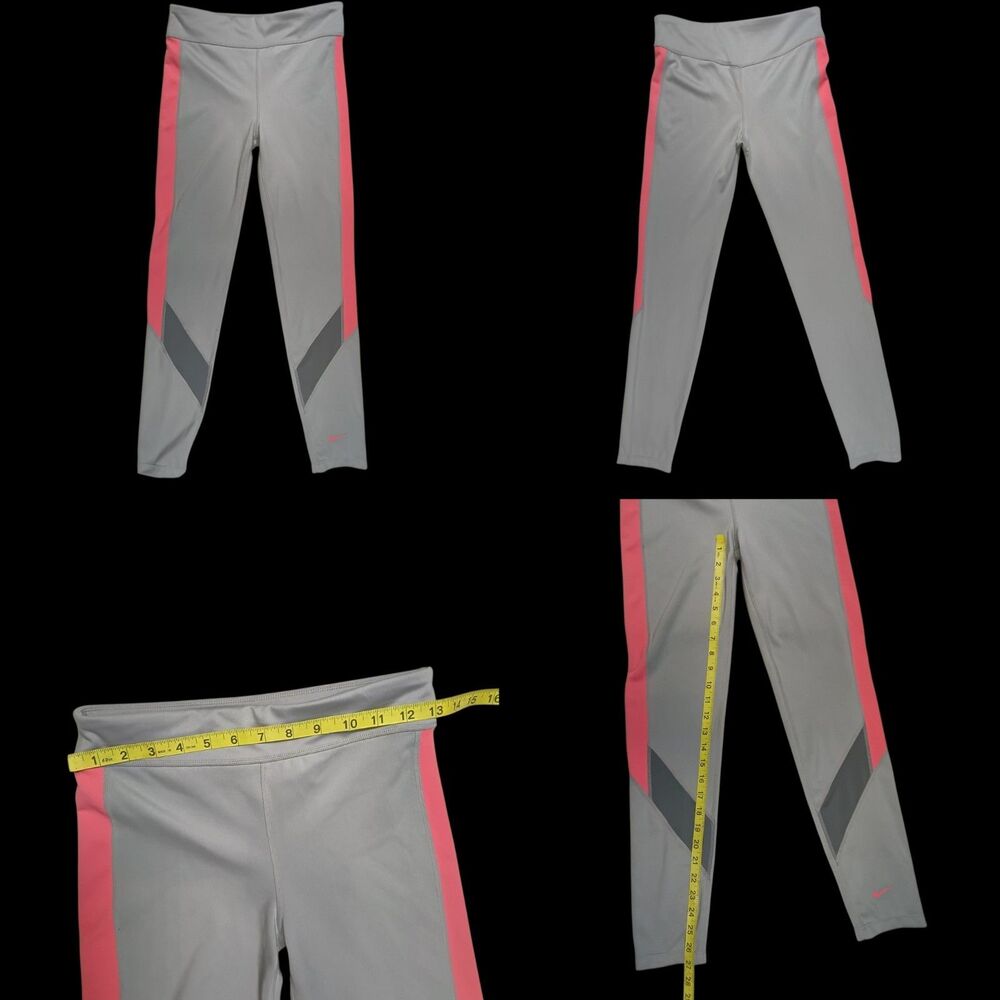 Nike Dri-Fit Girl’s Grey, Pink Tight Fit Leggings - Youth Size XL - Stretch